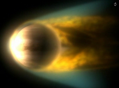 Atmosfera de Vênus, sofrendo erosão pelo vento Solar