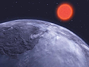 Visão de um exoplaneta oceânico orbitando uma estrela anã-vermelha